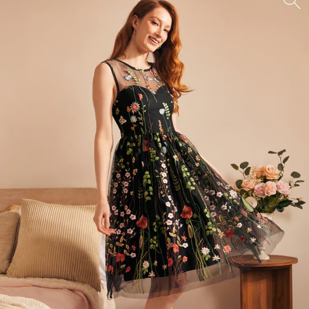 Gothic Garden Fit And Flare Dress